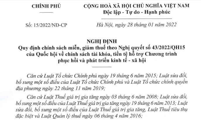 nghi dinh 15 2022 giam thue GTGT