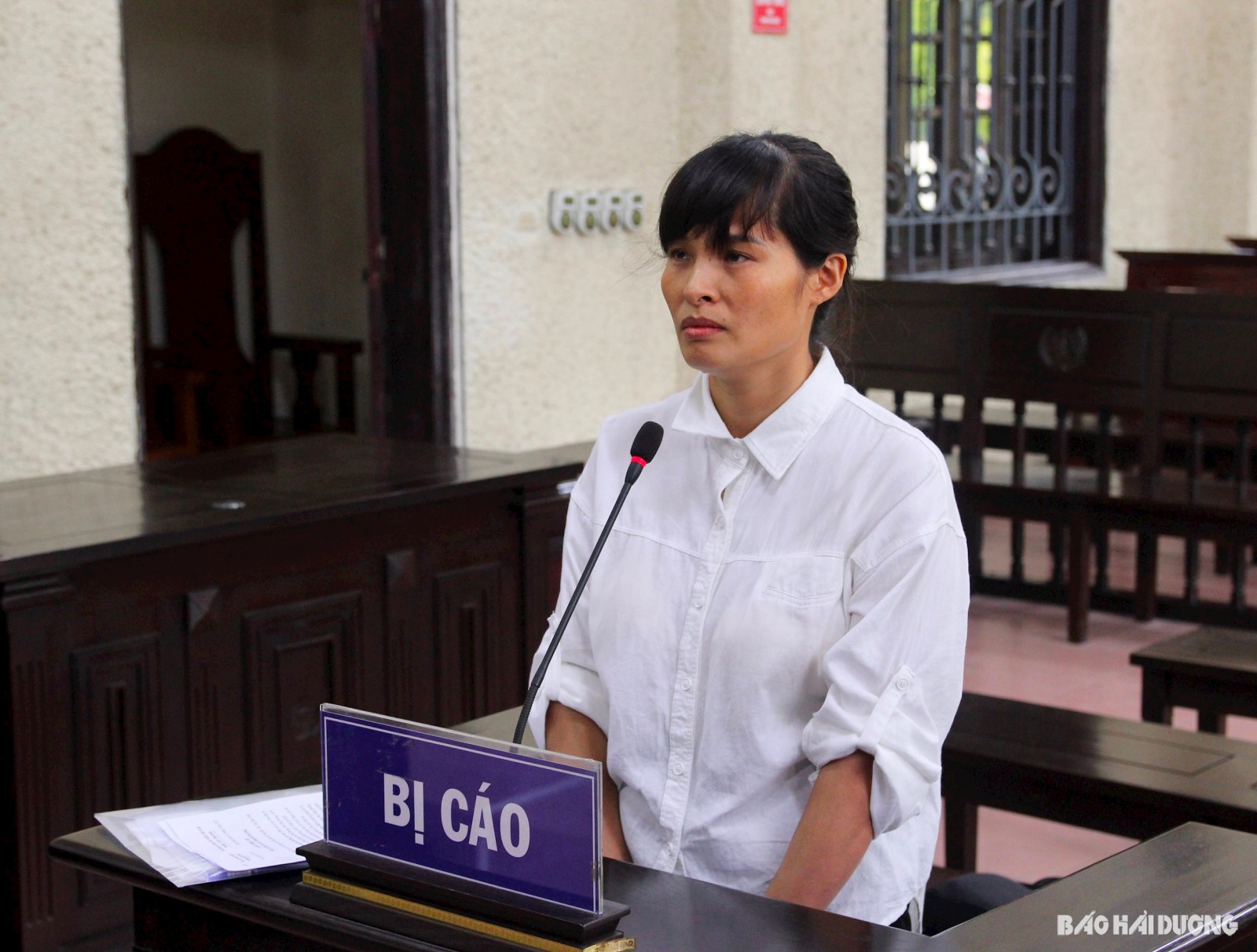 Defendant Nguyen Thi Yen Hoa at trial. Photo: Hai Duong Newspaper