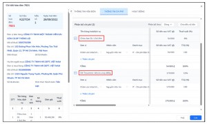 Giao diện Phân bổ chi phí theo dòng 