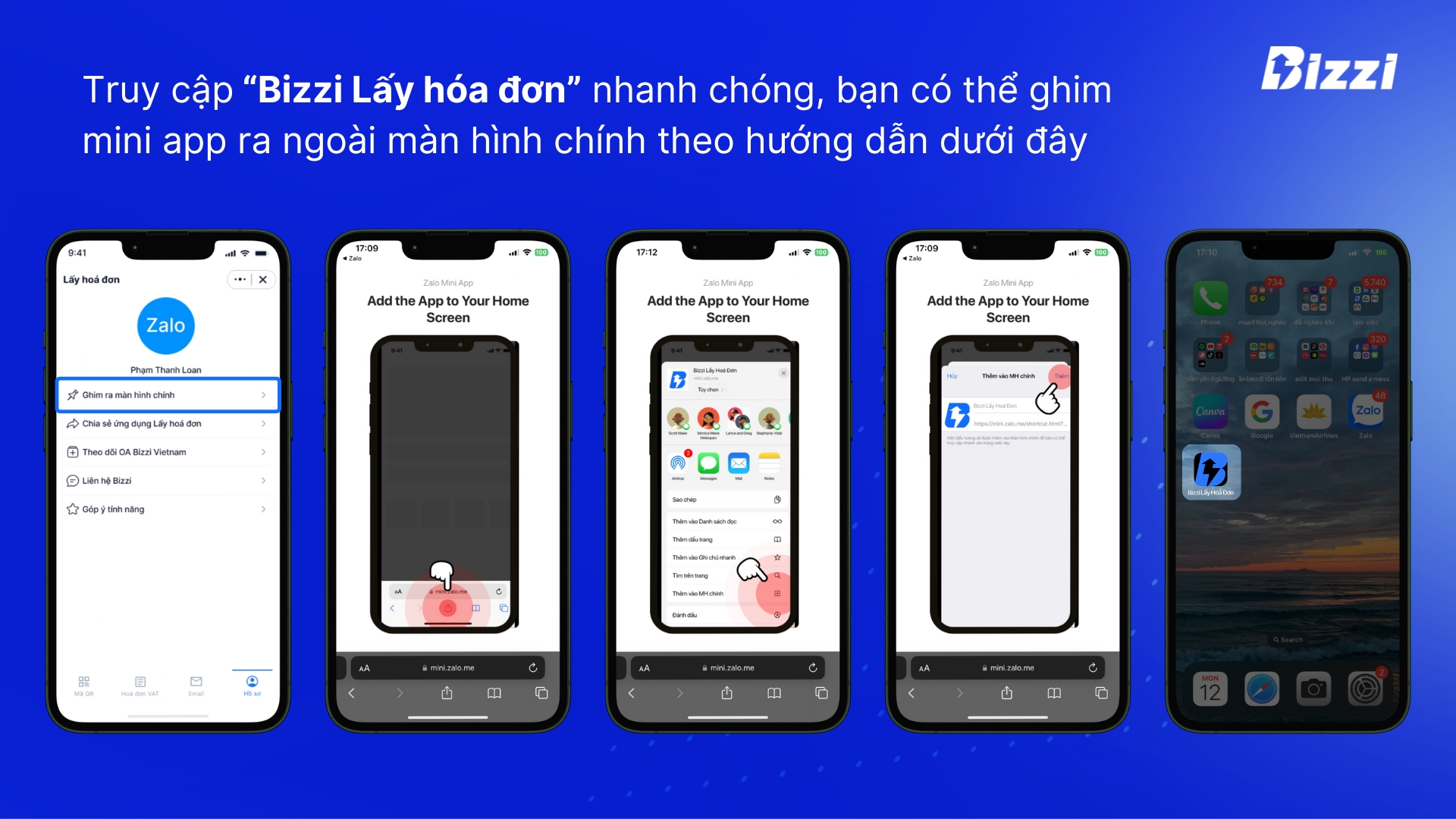 ghim mini app ra ngoài màn hình chính theo hướng dẫn