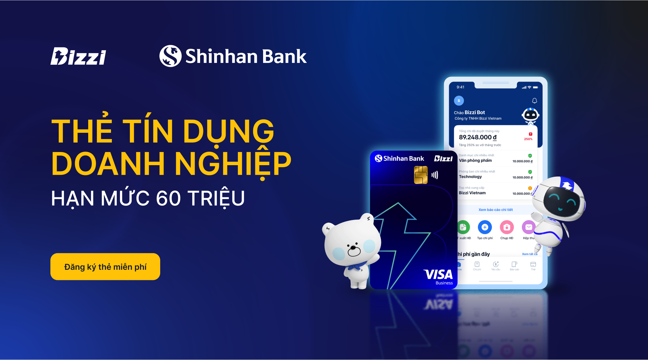 thẻ tín dụng doanh nghiep bizzi shinhan