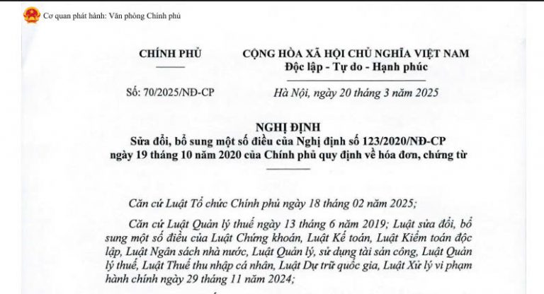 Top 13 điểm mới của Nghị định 70/2025/NĐ-CP về hóa đơn điện tử 1 Nghị định 70/2025/NĐ-CP về hóa đơn điện tử