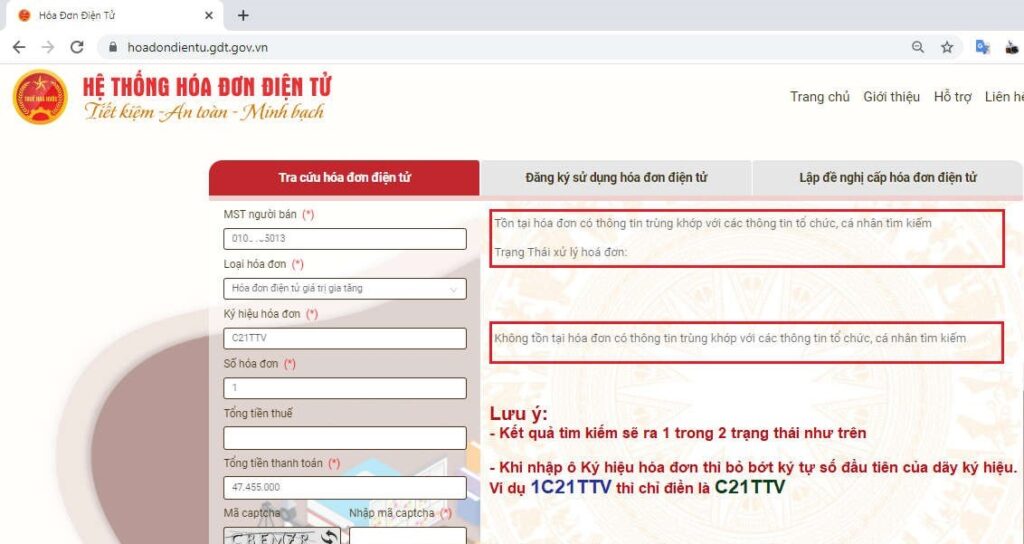 Search on the General Department of Taxation's Information Portal