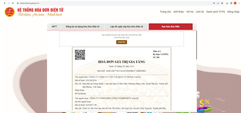 Phần mềm đọc hóa đơn XML: Cách mở file, kiểm tra và xử lý lỗi 2 hóa đơn XML trên cổng Tổng cục Thuế
