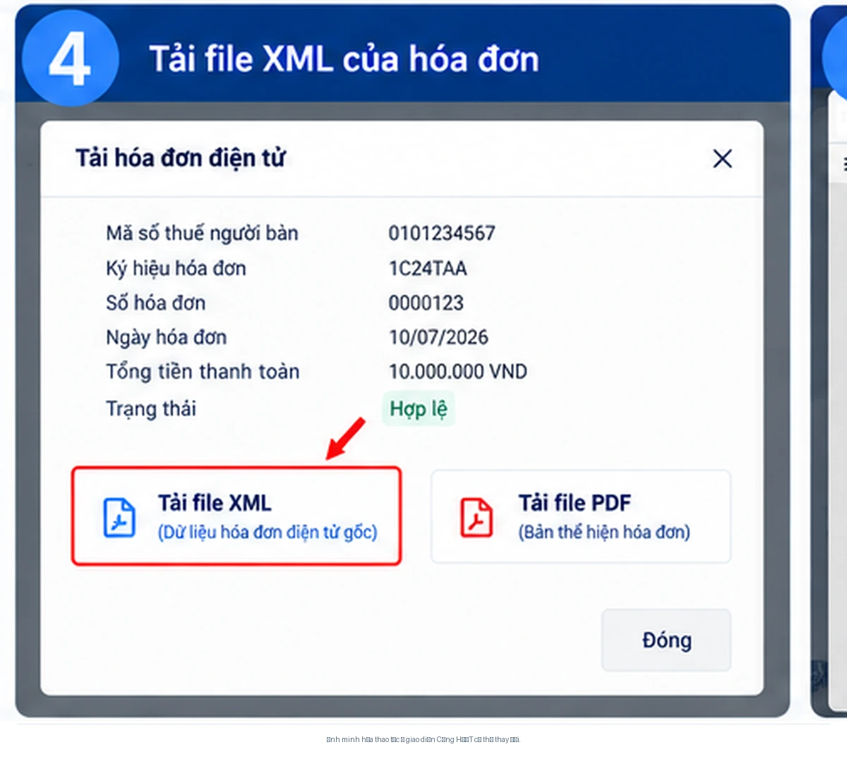 Minh họa thao tác xuất file XML hóa đơn điện tử